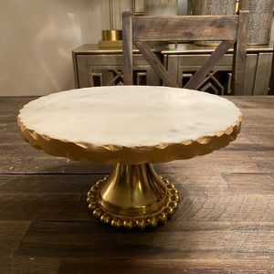 Marble Gold Beaded Cake Stand
